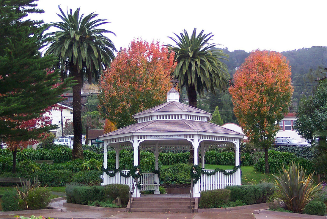 Old town Corte Madera in the shadow of Mt Tamalpais